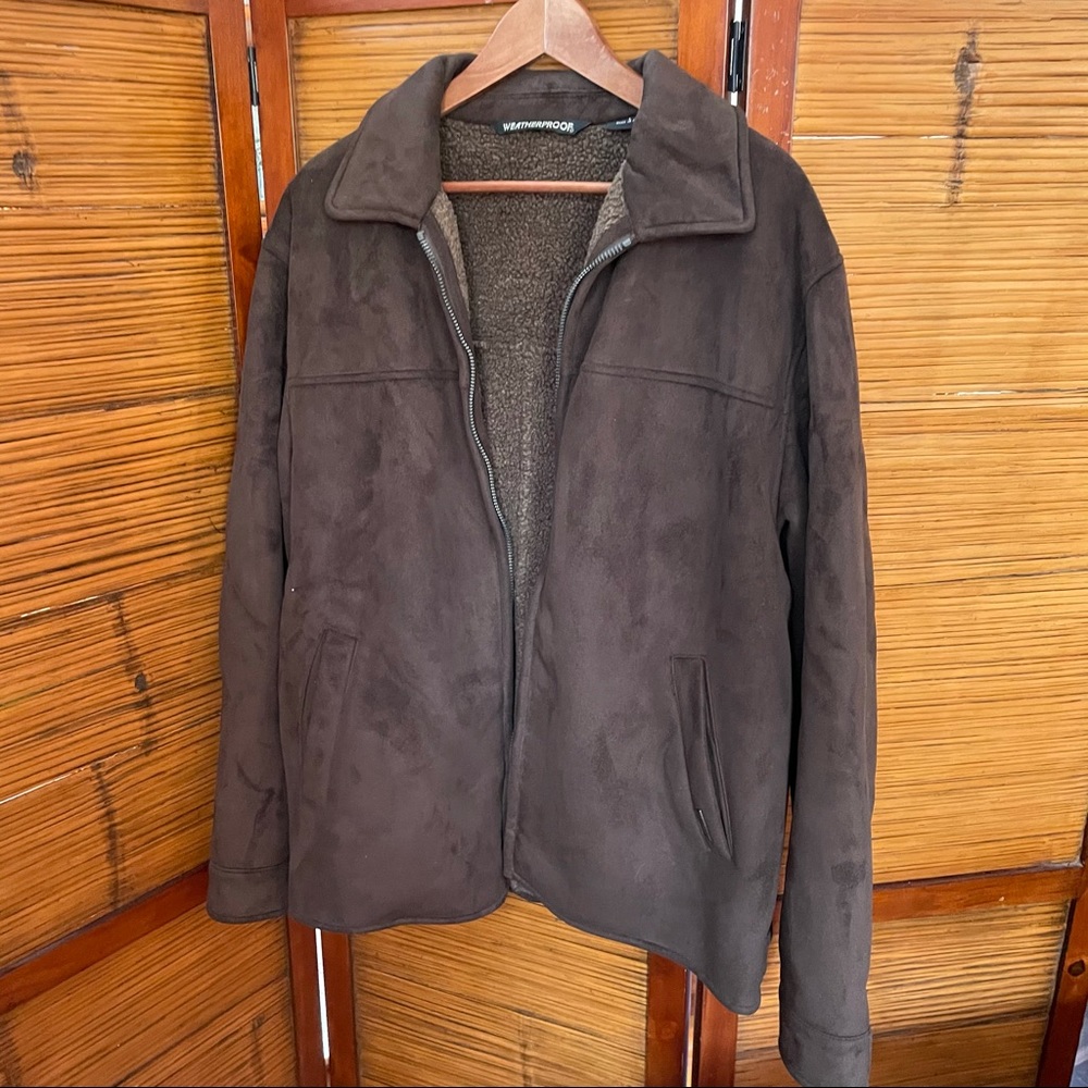 Bomber Jacket - Faux Suede, Fleece Lined